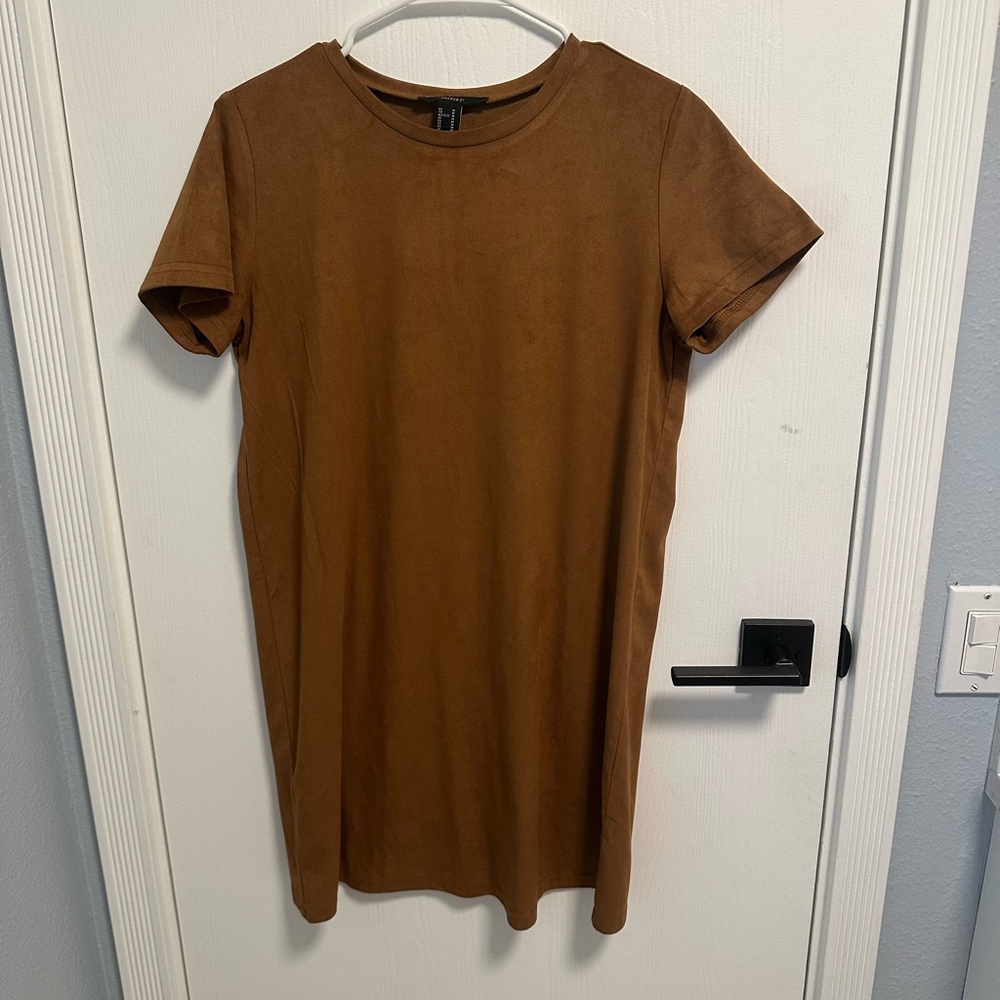 Brown Suede Women's Tshirt dress